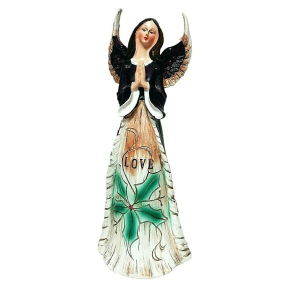 🎄🪽Rustic Angel Figurine 😇 10" Christmas Decor Carved Wood Look LOVE - Picture 4 of 15